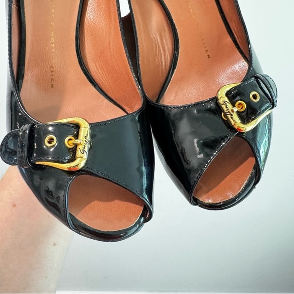 Giuseppe Zanotti Black Patent Leather Peep Toe Pumps Size 38.5 - Picture 2 of 15
